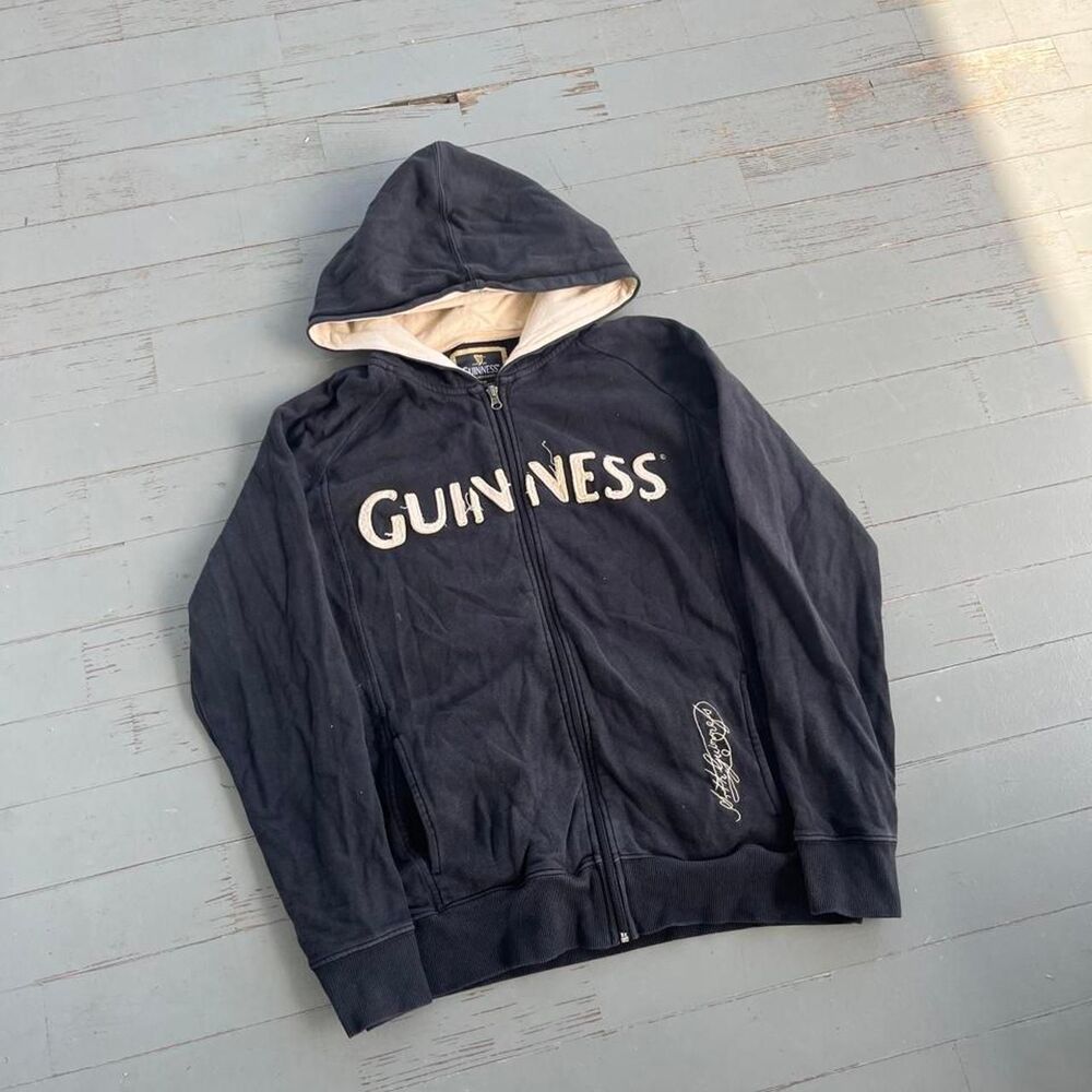 Guinness Streetwear Y2K Embroidered Zip Up Hoodie